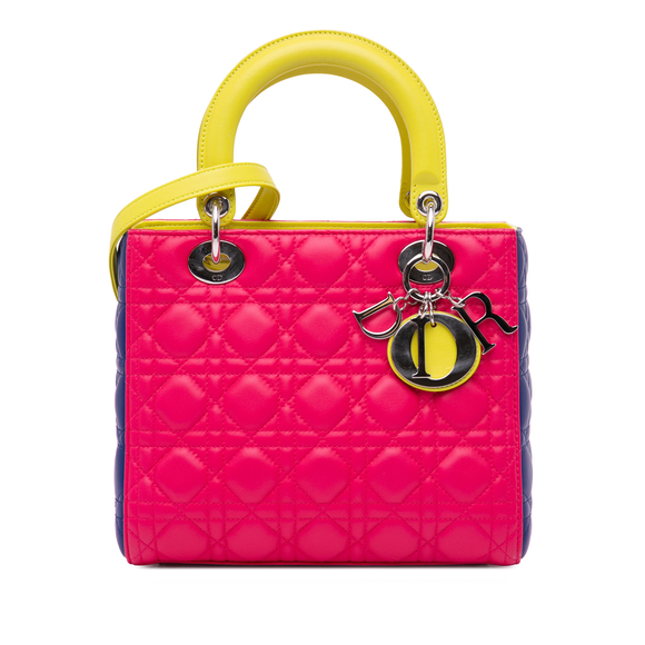 Pre-Loved Dior Medium Tricolor Lambskin Cannage Lady Dior - Picture 1 of 12